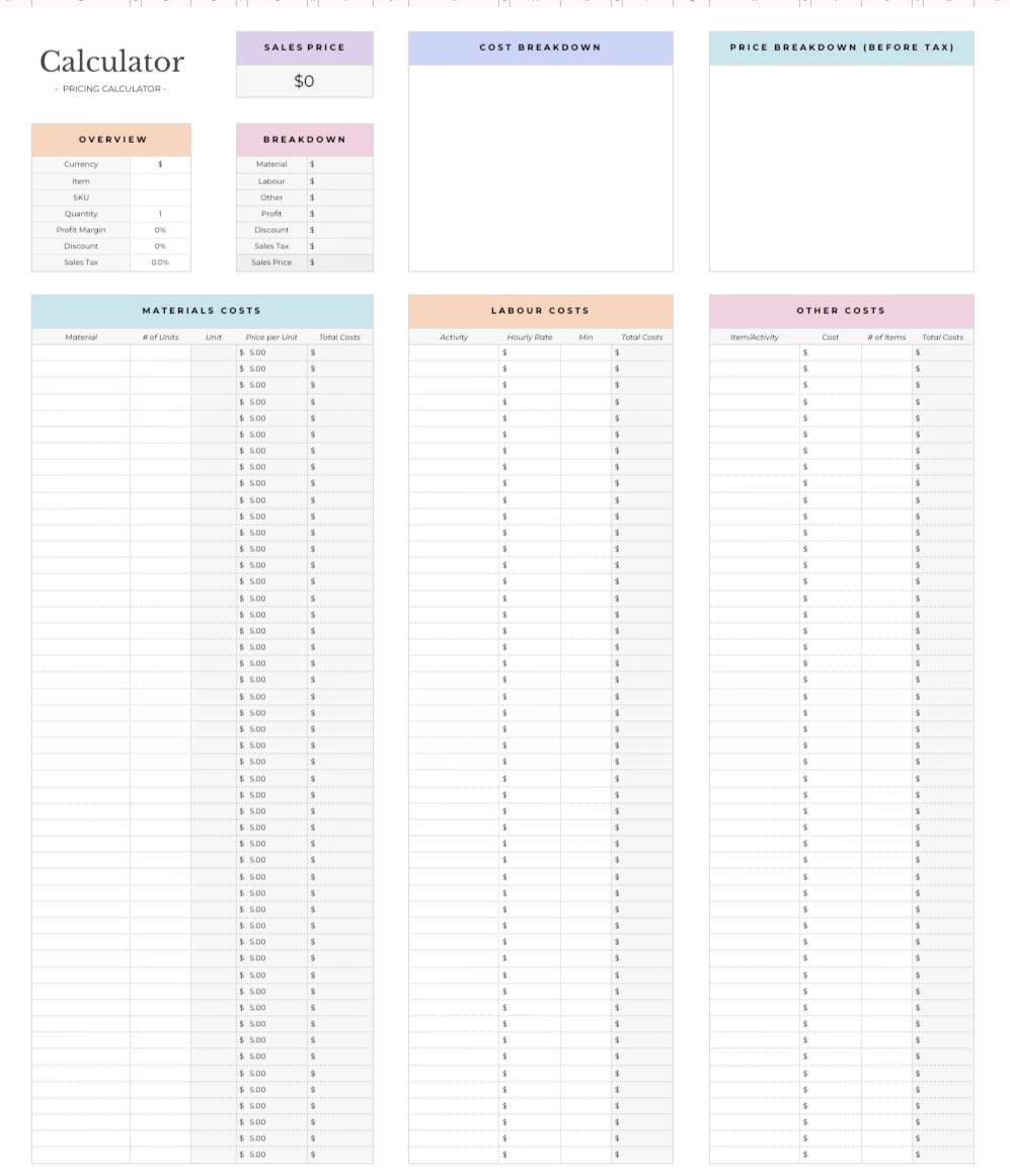 Craft Pricing Calculator