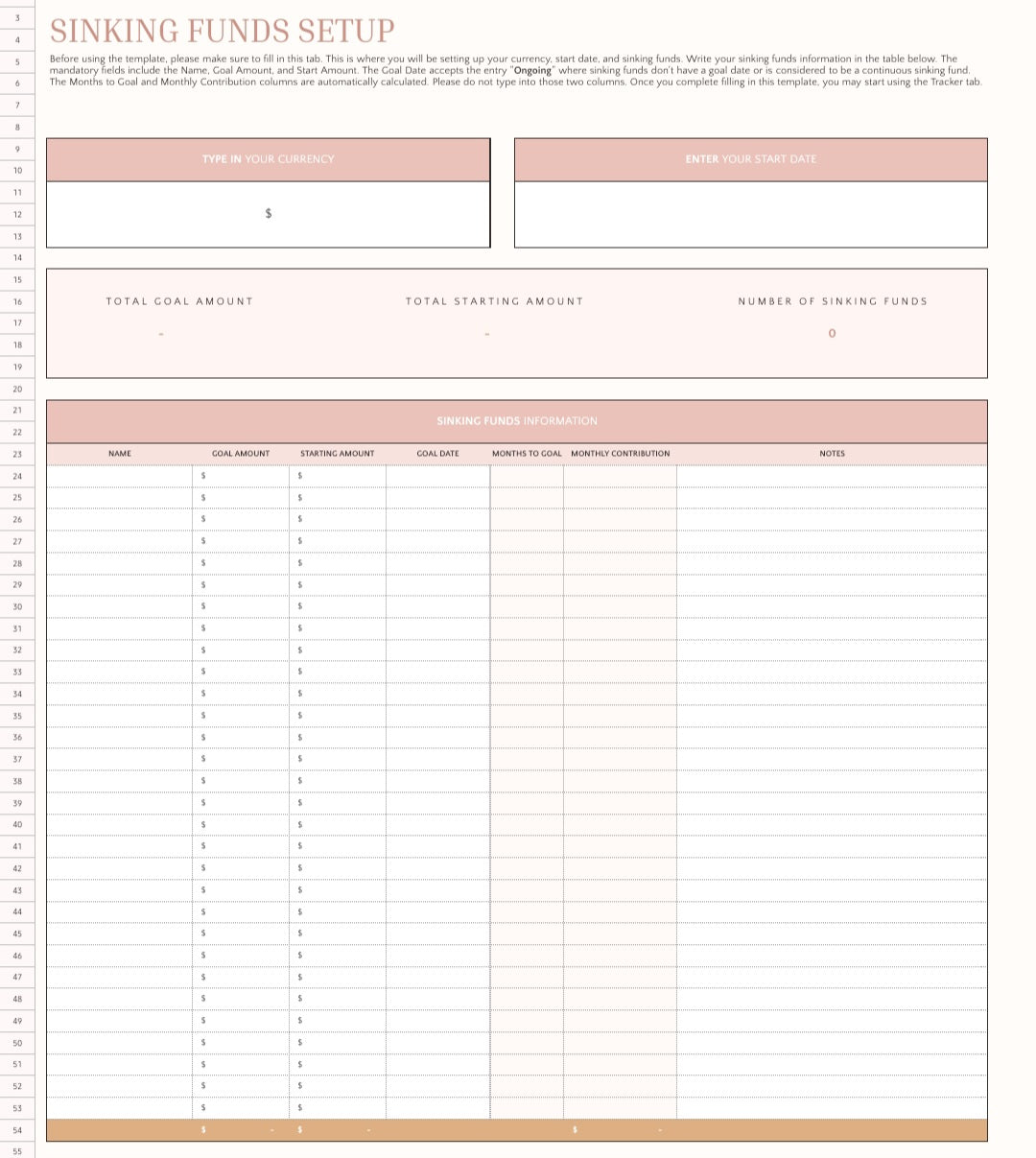 Sinking Fund Spreadsheet