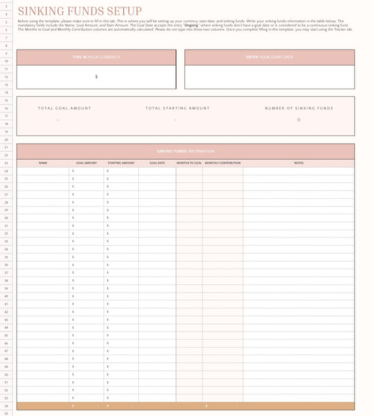 Sinking Fund Spreadsheet